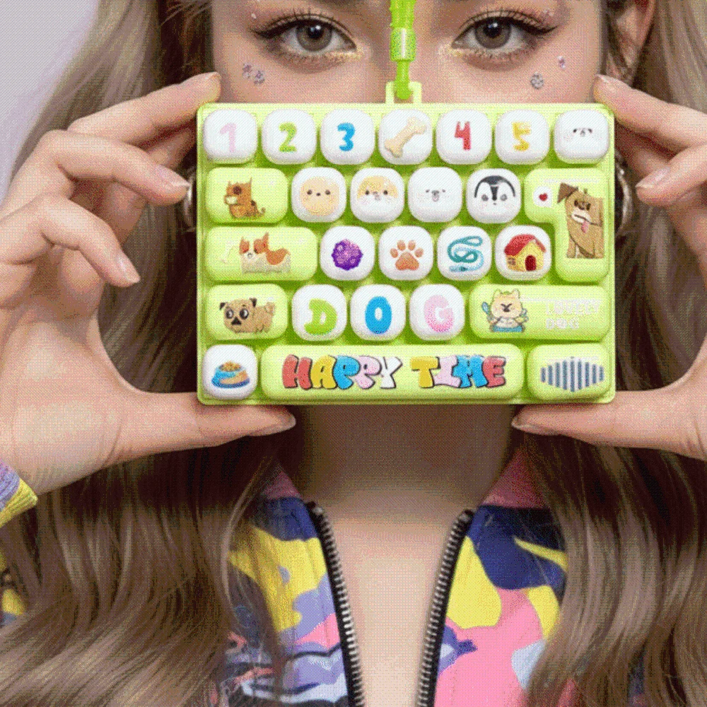 26 Keys Layout Keyboard Fidget Cute Cartoon Mechanical Switch Backpack Key Chain Pendant Colorful Lightweight Fingertip Focus