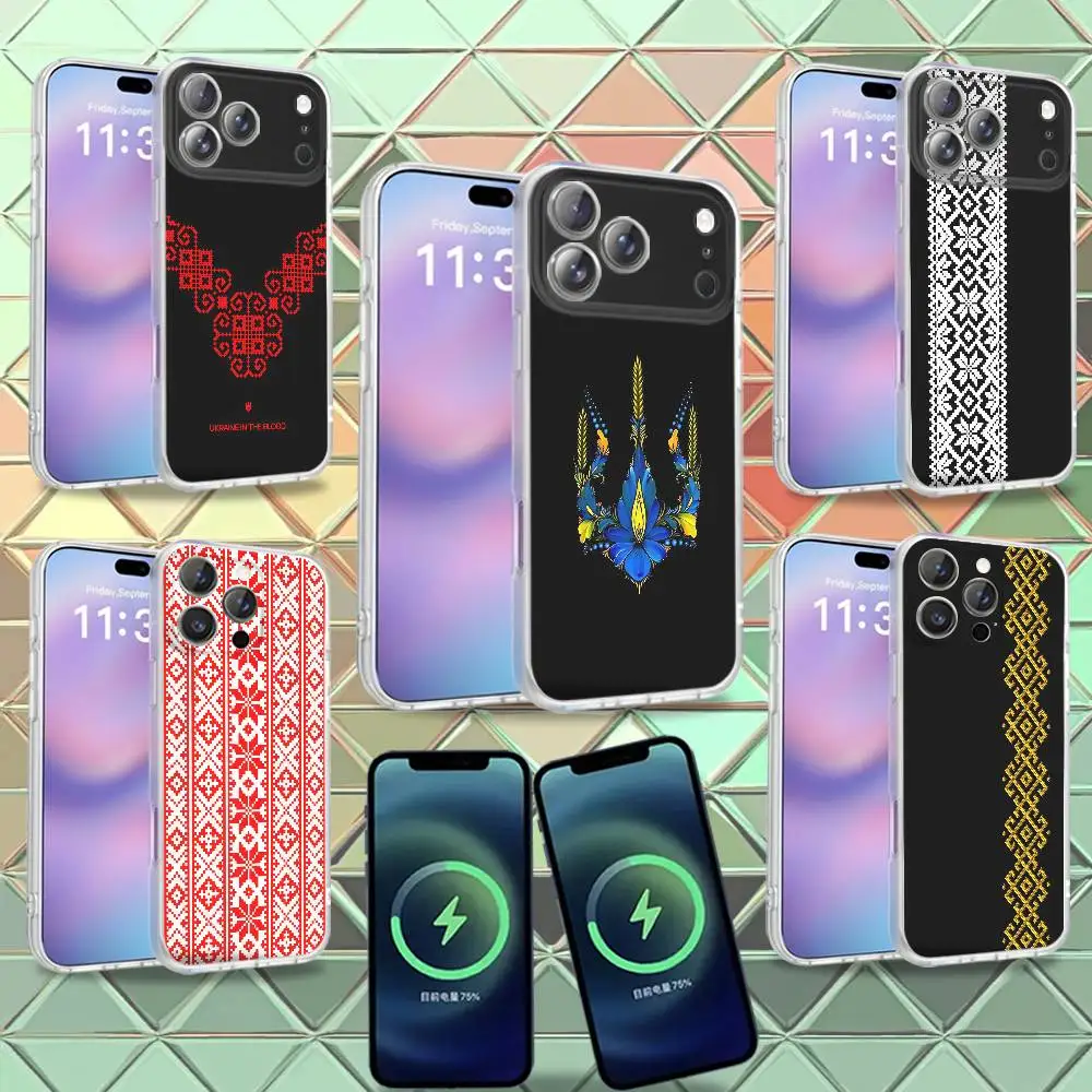 

Ukraine Ornament pattern For iPhone 17,12,11,14,13,15,16,Plus,Air,Pro,Max,E,Mini for Magsafe Magnetic Frosted Phone Case