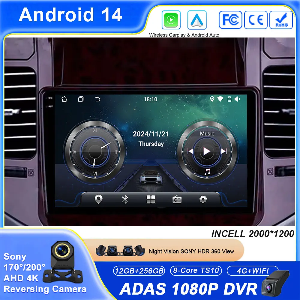 أندرويد السيارات سيارة لميتسوبيشي باجيرو 3 V70 V60 1999 - 2006 راديو Carplay مشغل وسائط متعددة الملاحة نظام تحديد المواقع ستيريو رقم 2DIN DVD