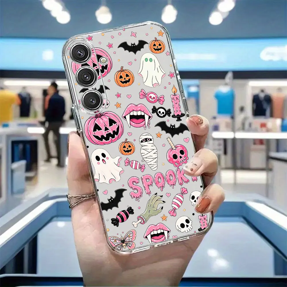 Halloween Ghost Gift Case For Samsung Galaxy A73 A72 A71 A70 A70s A56 A55 A54 A53 A52 A52s 5G 4G Transparent Shockproof Cover