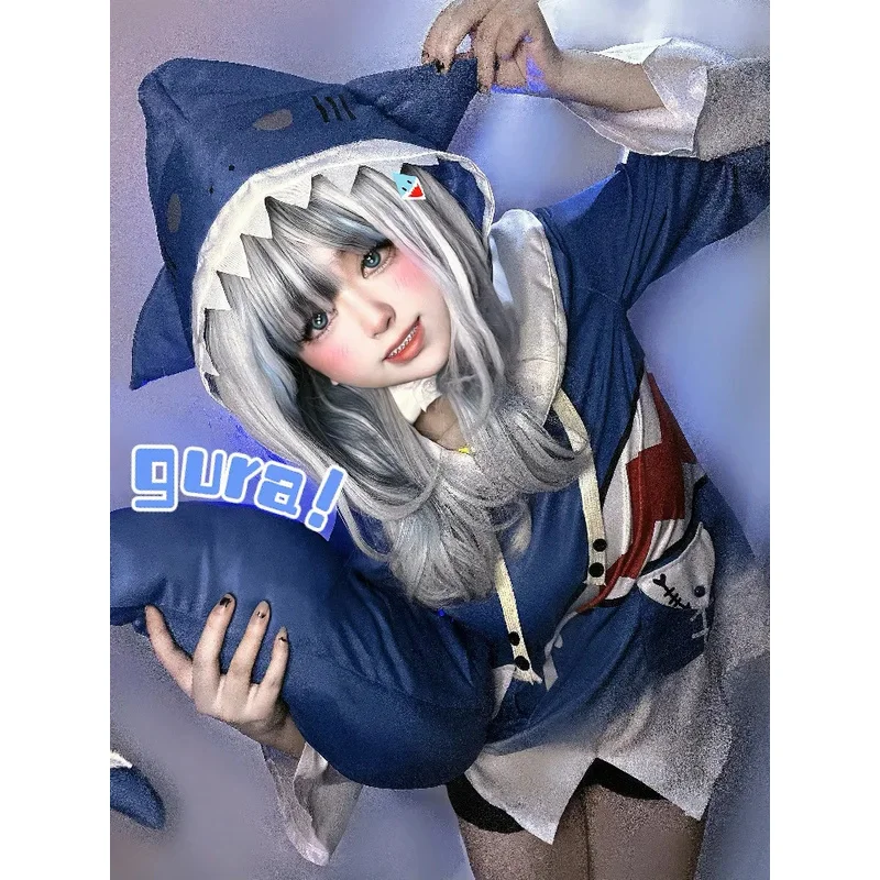 

25COSVTuber Hololive ENG Gawr Gura Cosplay Costume Cute Shark Costume Hoodie For Women Halloween Youtuber Cosplay Anime Full Set