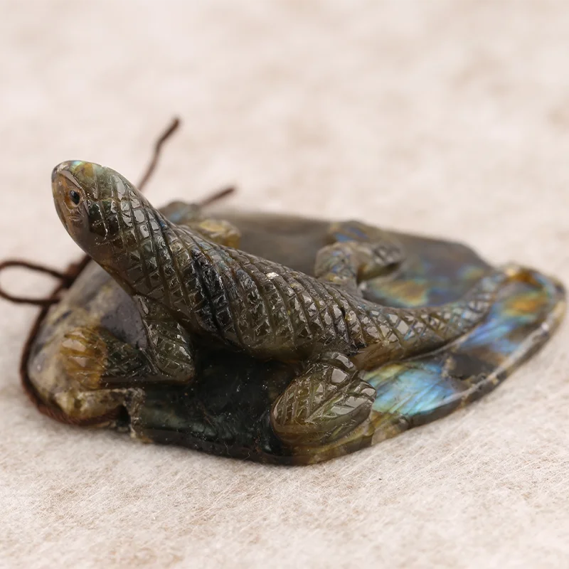 B&F lizard Pendant for Necklace Labradorite—Natural Stone Fashion Handmade Jewelry Charm Gift Accessories 60x34x25mm 40.9g