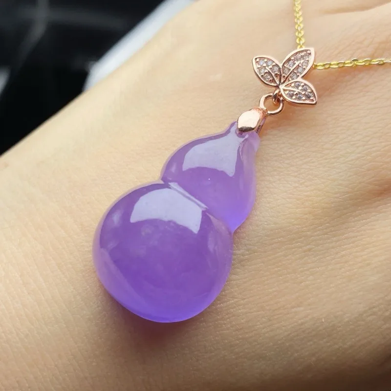 Pendant, Ice-Type Old Mine Jade, Violet Gourd Ornament, High-End Light Luxury Style, Perfect Gift for Your Best Frien view 4