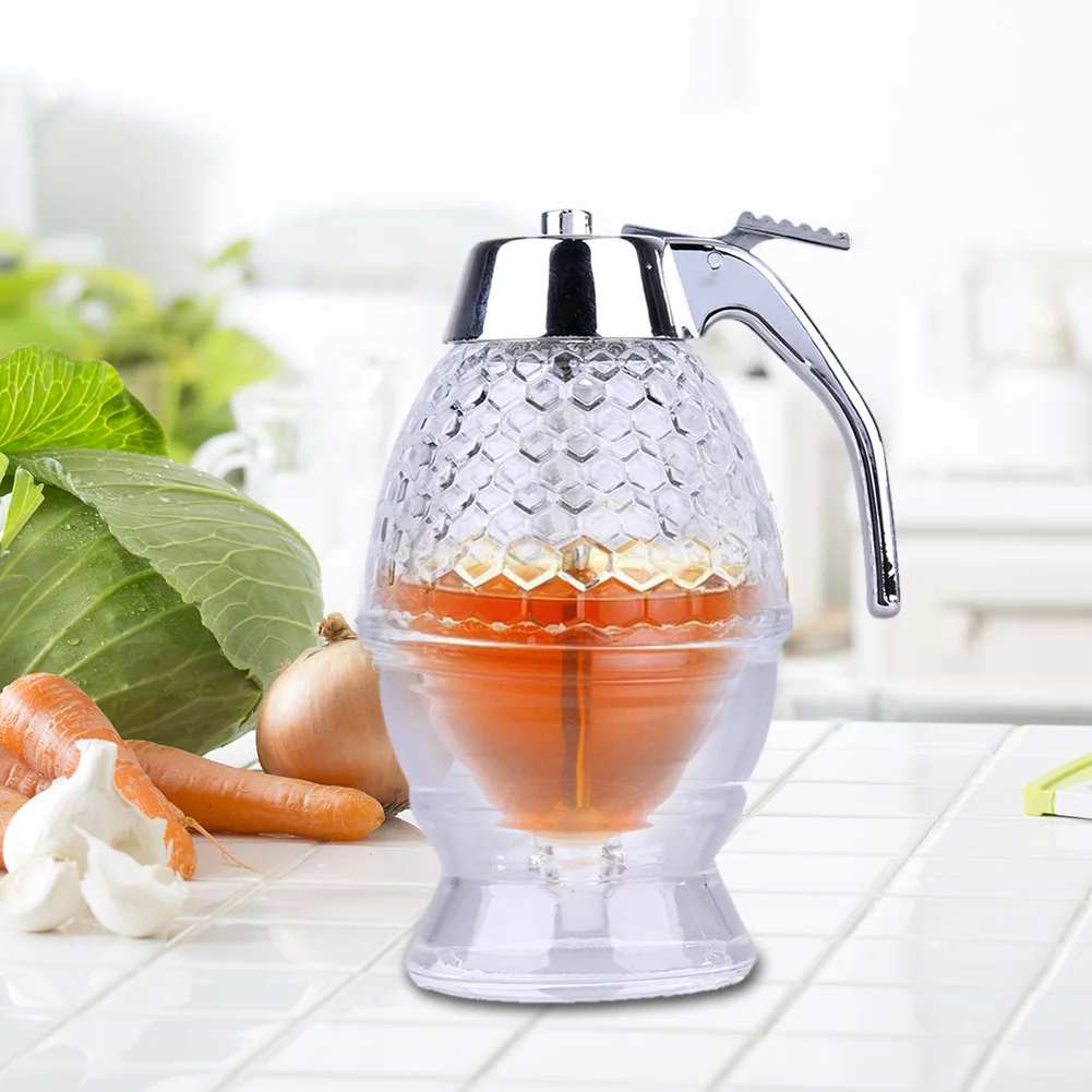 

1PC Honey Jar Container Bee Drip Dispenser Honey Holder Kitchen Sauce Pot with Lid Storage Jar Container Kit OK 1217