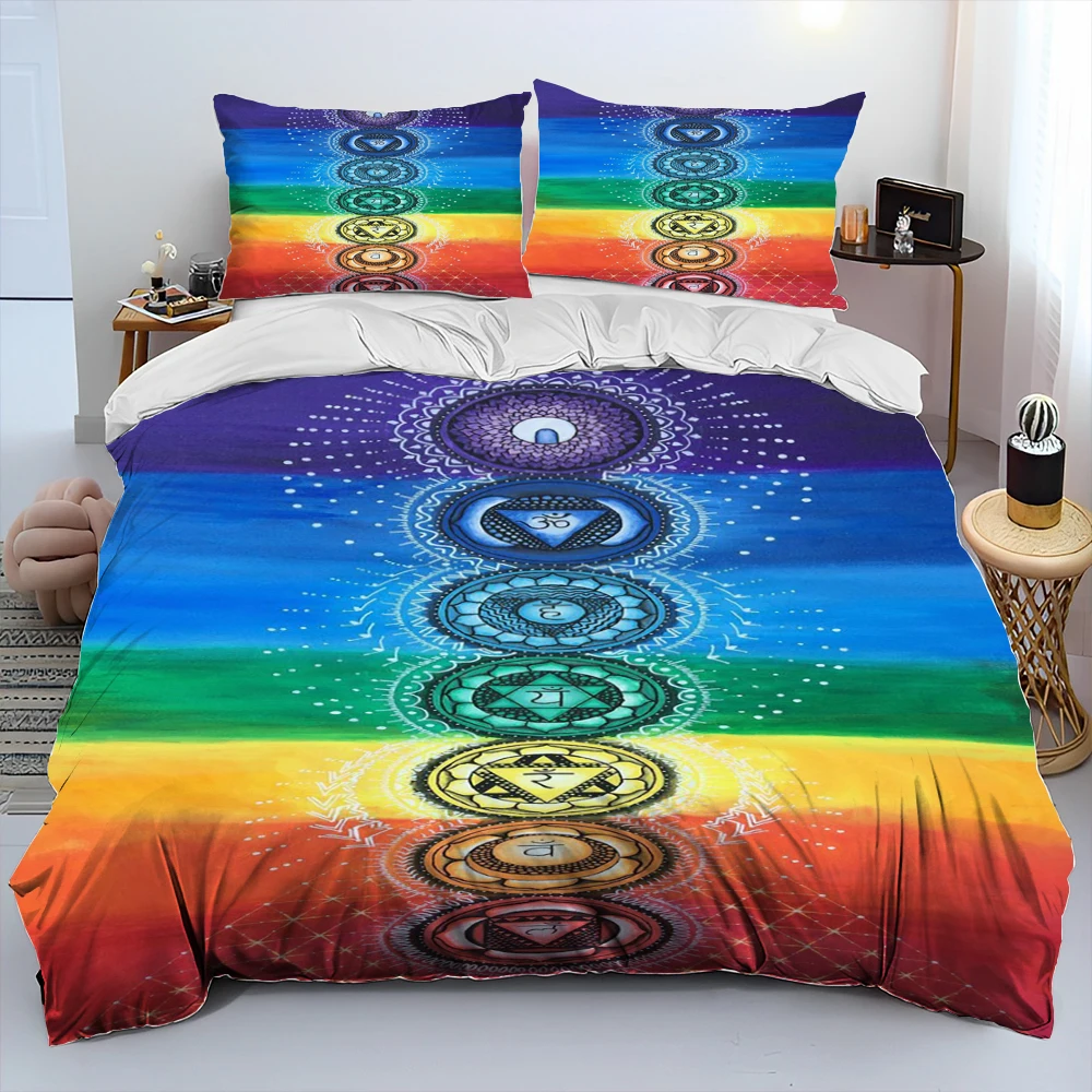 Tree of Life 7 Chakra Mandala Muse Comforter Bedding Set,Duvet Cover Bed Set Quilt Cover Pillowcase,King Queen Size Bedding Set