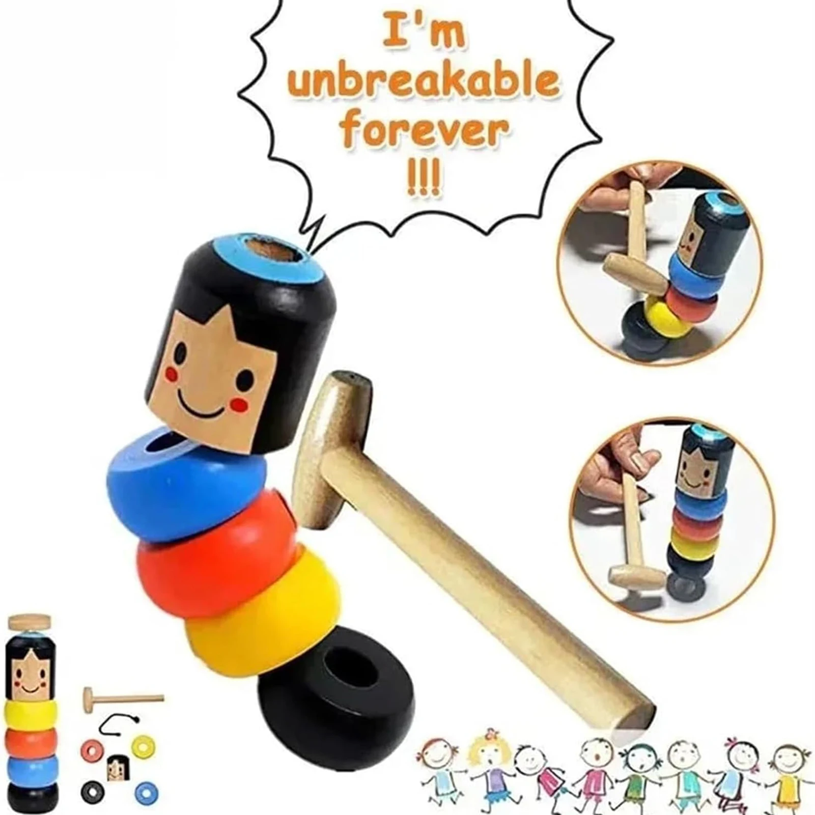 

Little Unbreakable Wooden Man Toy Cultivate Kids' Thinking Educational Toys for New Year Birthday Party