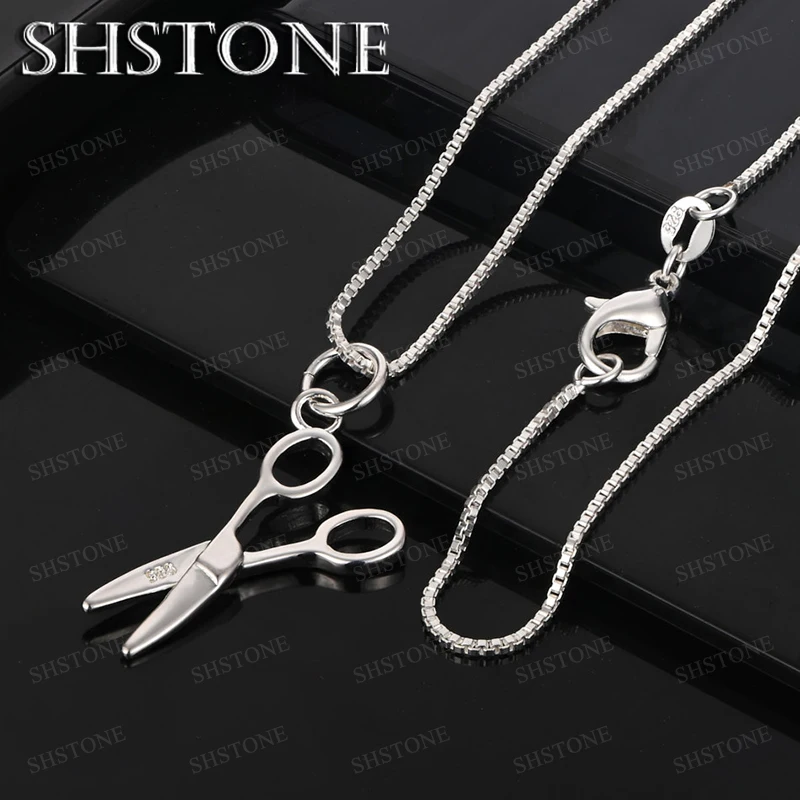 

Fashion 925 Sterling Silver Scissors Pendant Necklace High Quality Originality Jewelry Birthday Christmas Party Gift Accessories