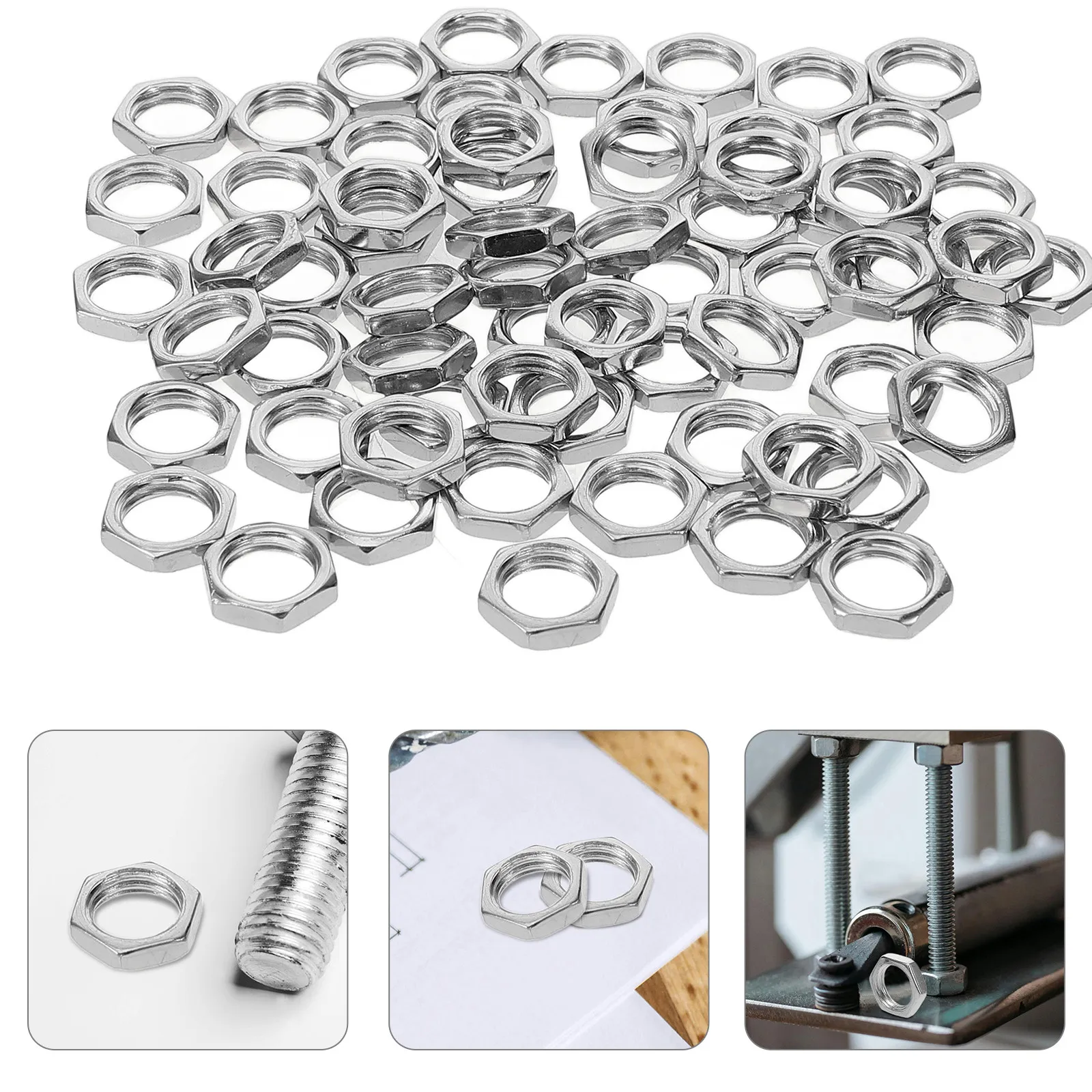 100Pcs Hex Lock Nut Lamp Fastener Steel Nuts for Lamp Shade Holder Collar Rings Light Cover Accessories Light Holder Ring