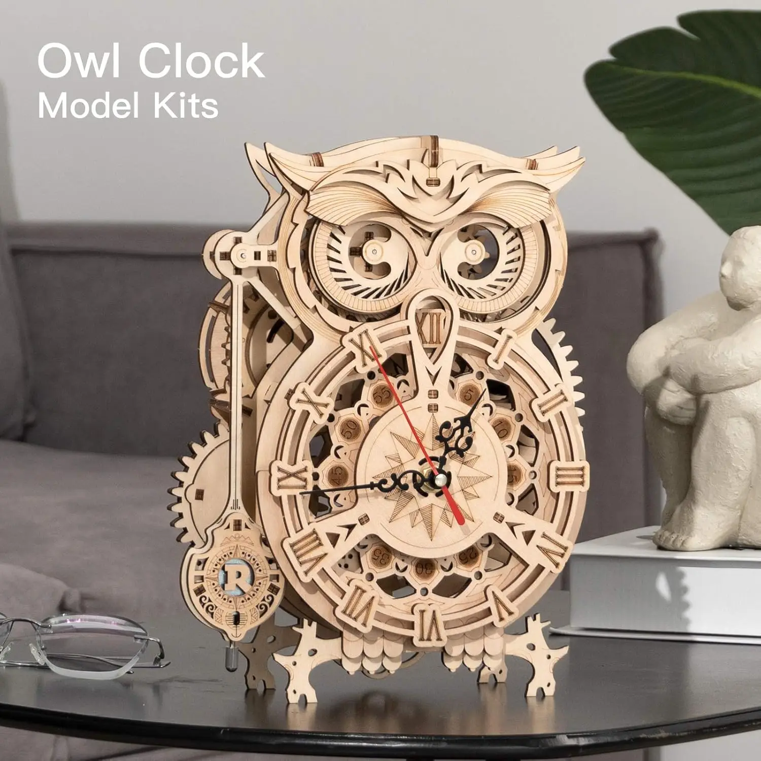 Robotime Rokr Owl Clock 3D Wooden Model Kits Wooden Puzzle for Adult