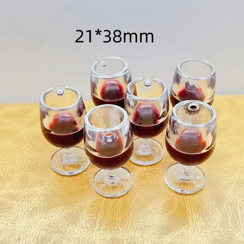 5pcs wine glass earrings pendant 3D technology mini drink bottle pendant key chain necklace DIY jewelry production D174