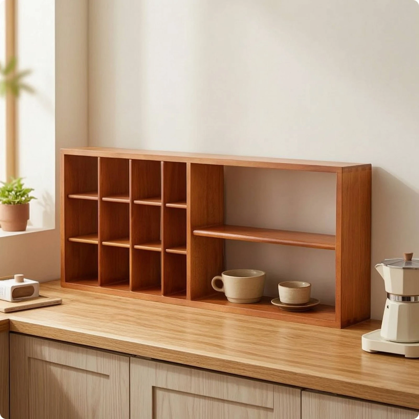 

Desktop Storage Rack Space-Saving Desk Storage Organizer Desk Organizer Multifunctional Desktop Shelf Compact for Coffee Station