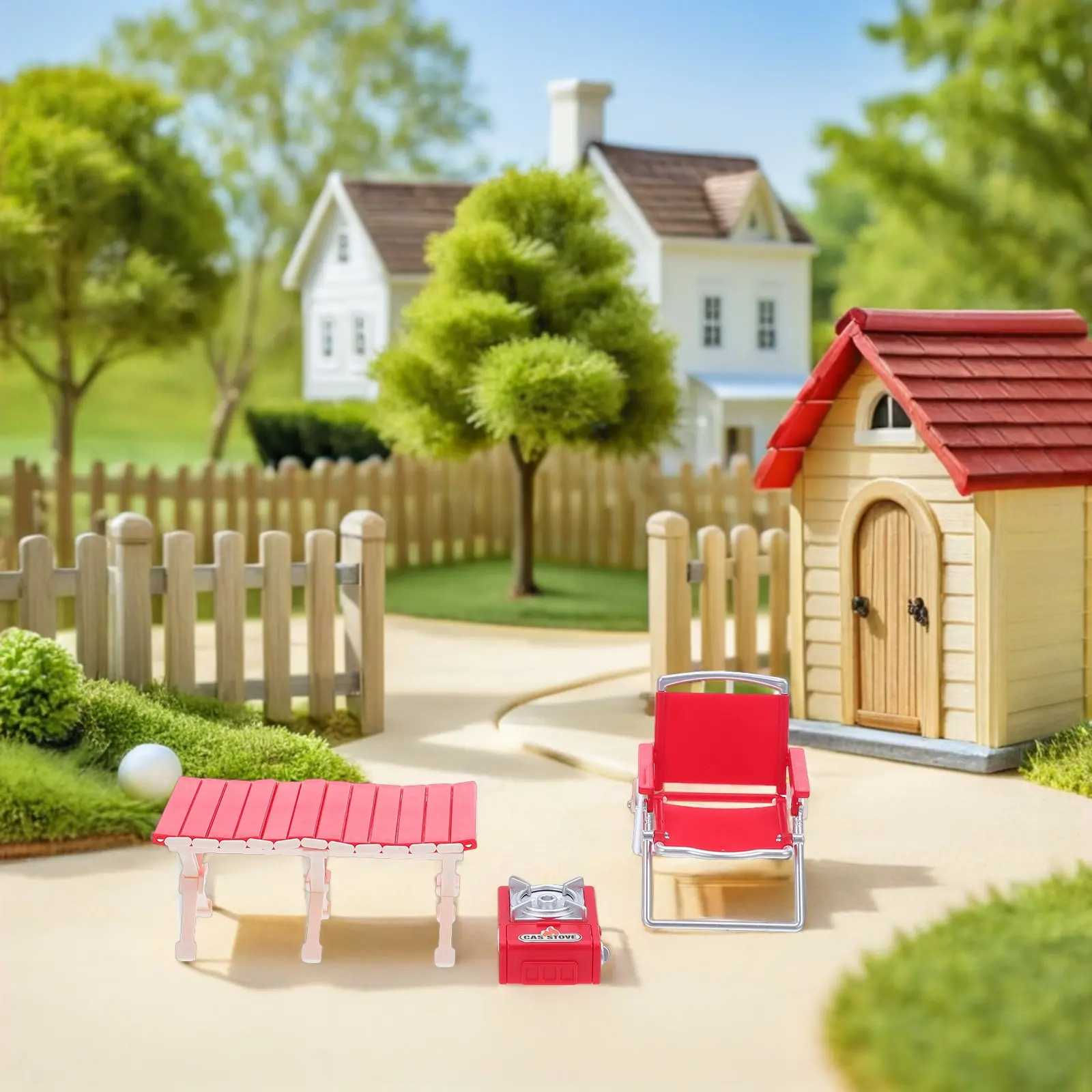 

2 комплекта складных миниатюрных стульев для кемпинга, набор для детских ролевых игр, миниатюрные аксессуары для приготовления барбекю на открытом воздухе, для кукольного домика и сада