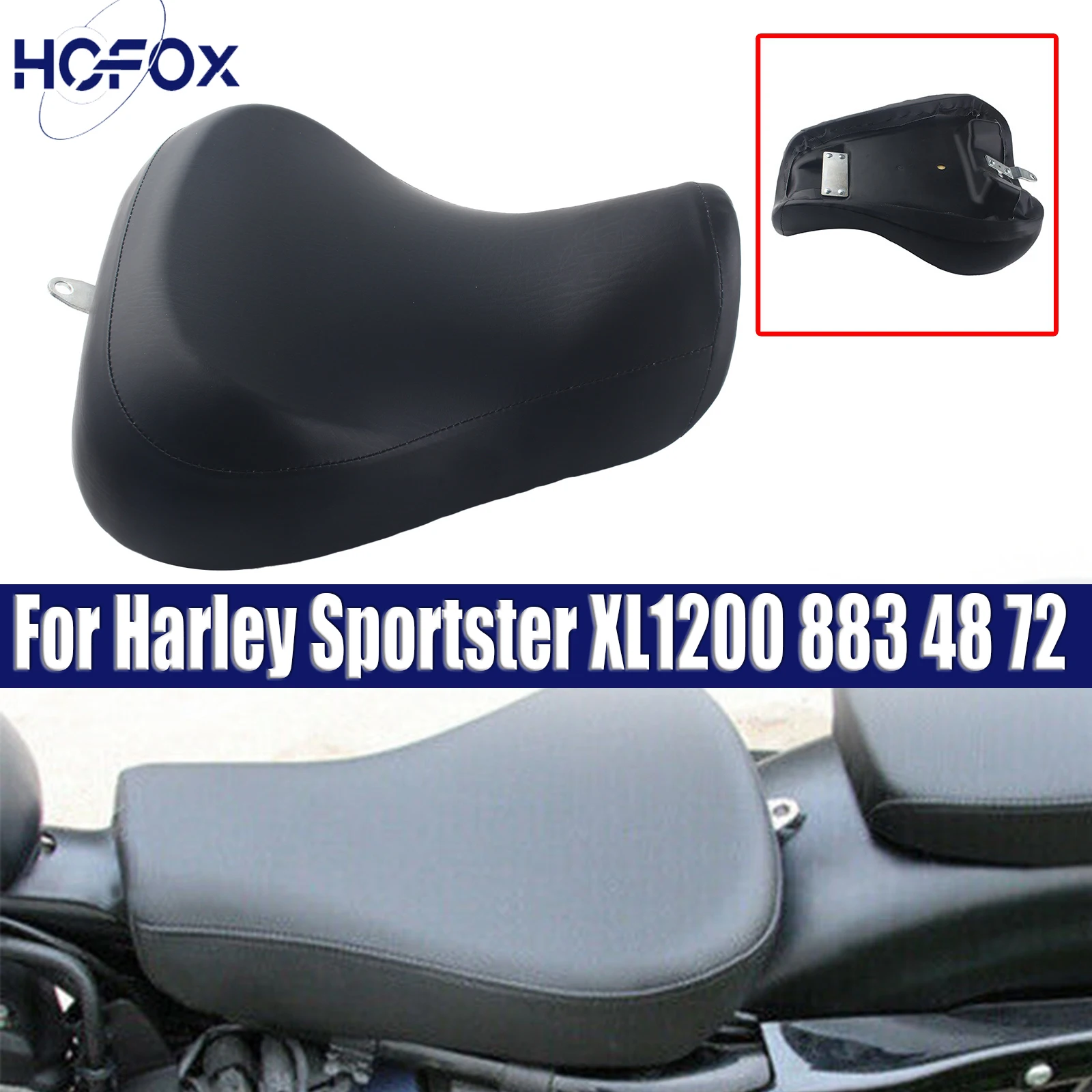 

Motorcycle Black Front Driver Rider Solo Seat For Harley Sportster XL1200 883 48 72 1983-2003