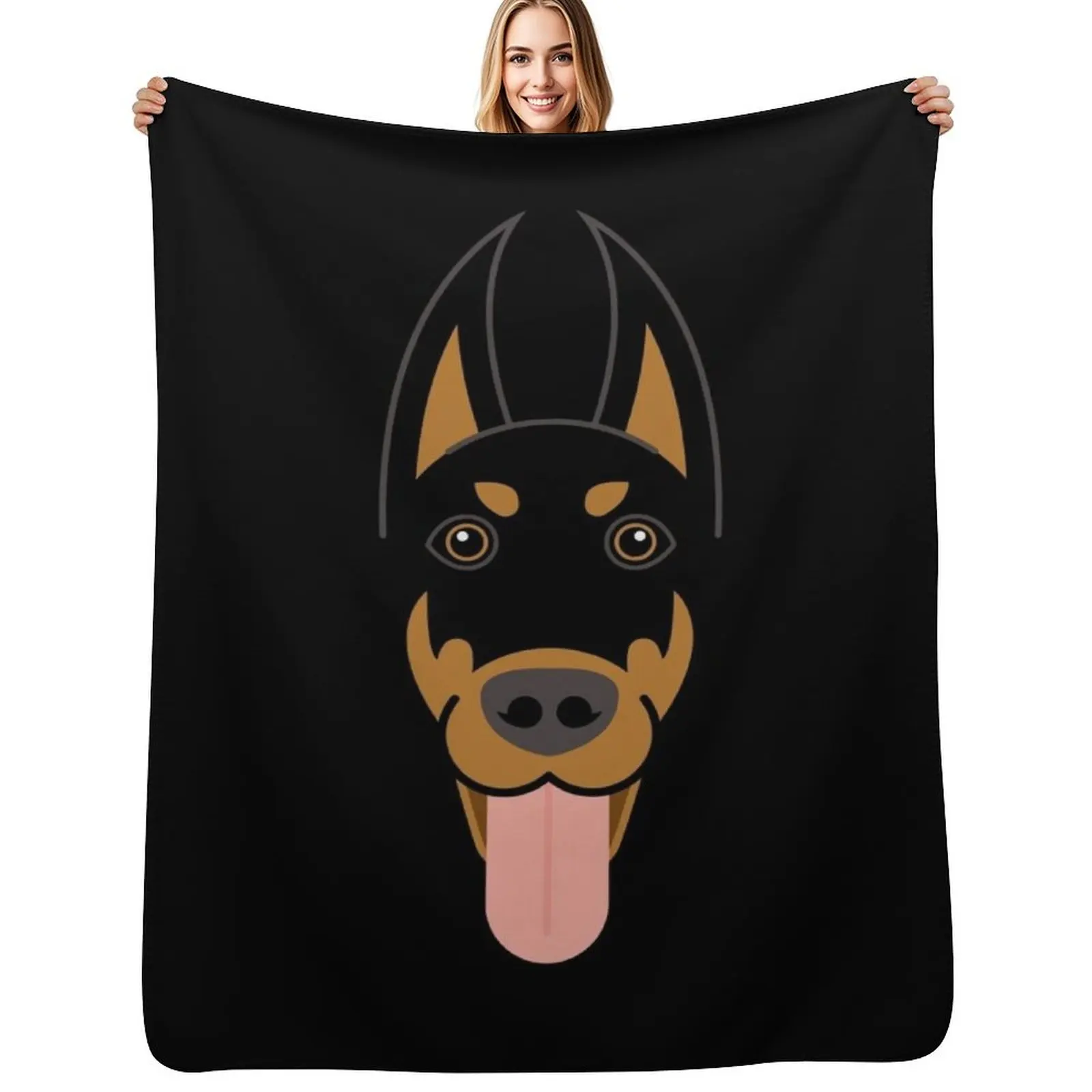 

Doberman Pinscher dog face Throw Blanket Retros Picnic Soft Plush Blankets