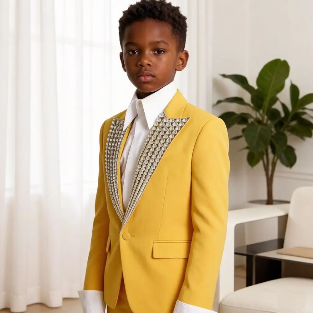 Costumes de luxe pour garçons, coupe ajustée, 2 pièces, revers à revers pointus perlés, pour mariage, bal de promo, défilé de mode, gala caritatif, personnalisable, assortiment varié