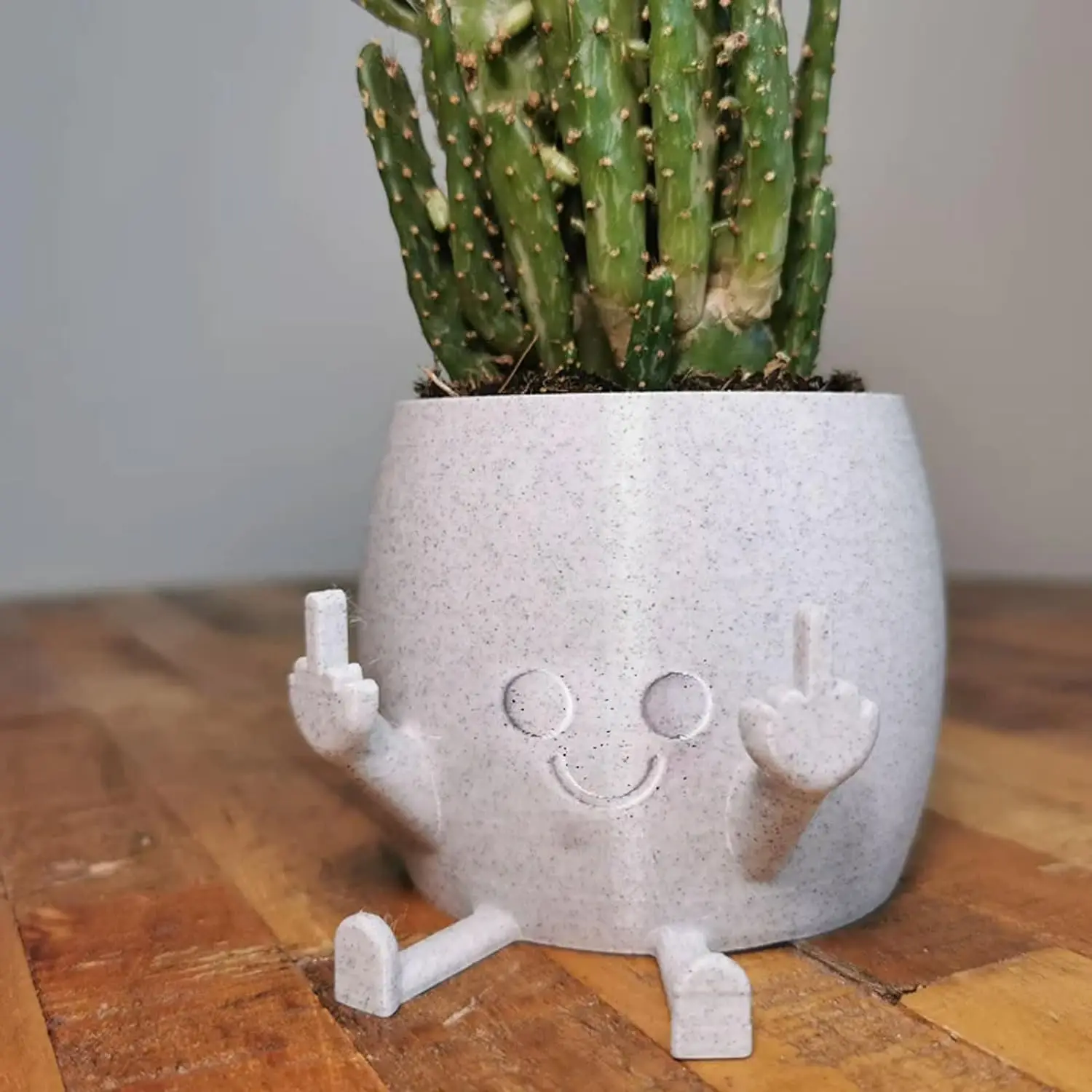 Smiling Plant Pot with Middle Fingers Up Flower Plant Pot for Plant Lover Funny Resin Figure Planter Pot for Indoor Outdoor