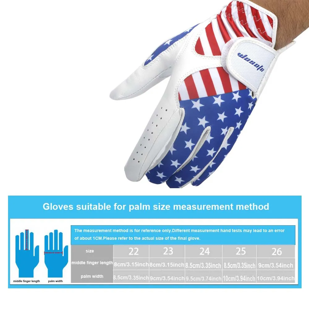 Golf gloves men\'s left hand Lycra sheepskin wear-resistant, breathable, non slip single American flag pattern