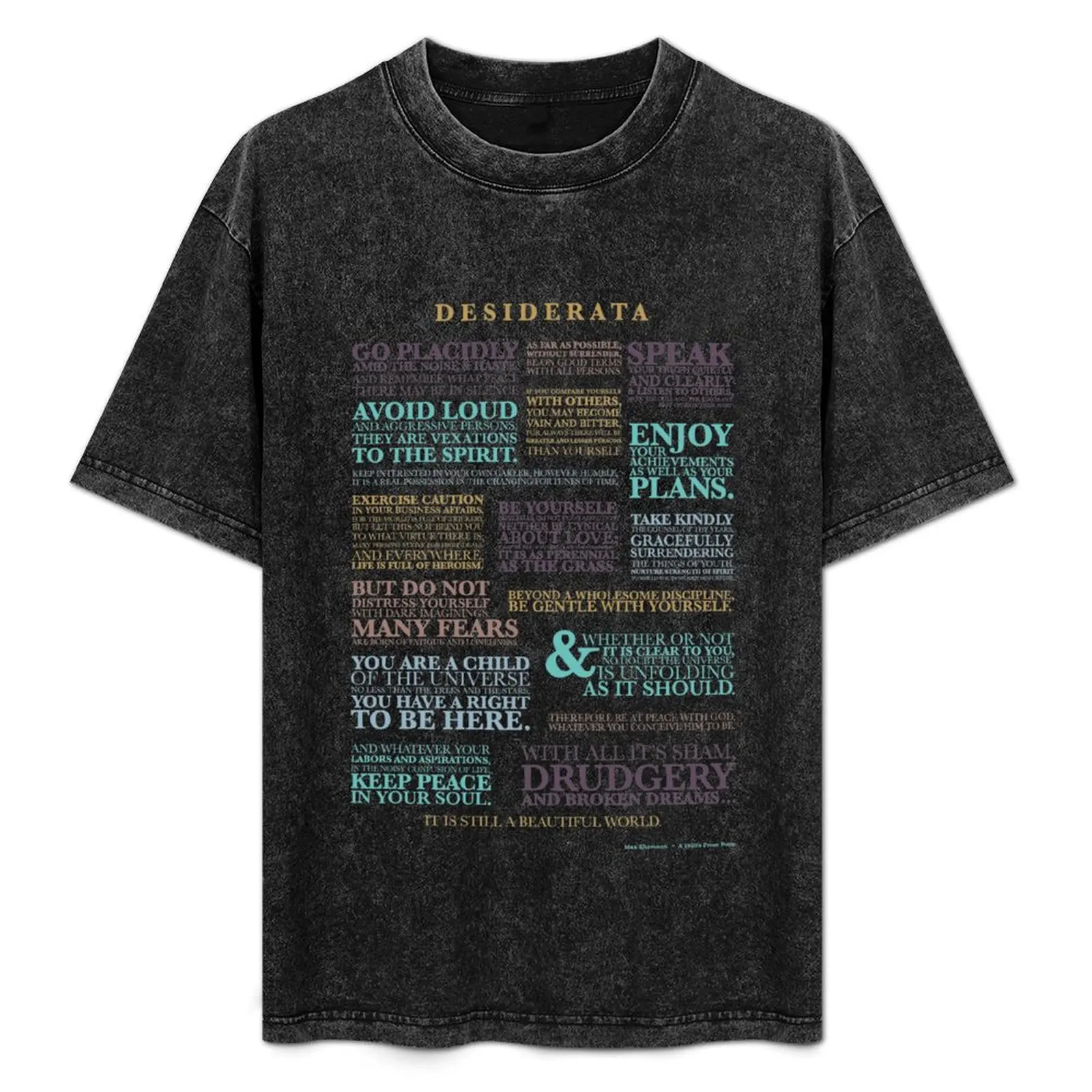 Desiderata - Camiseta informal holgada de verano con estampado de prosa de los años 20