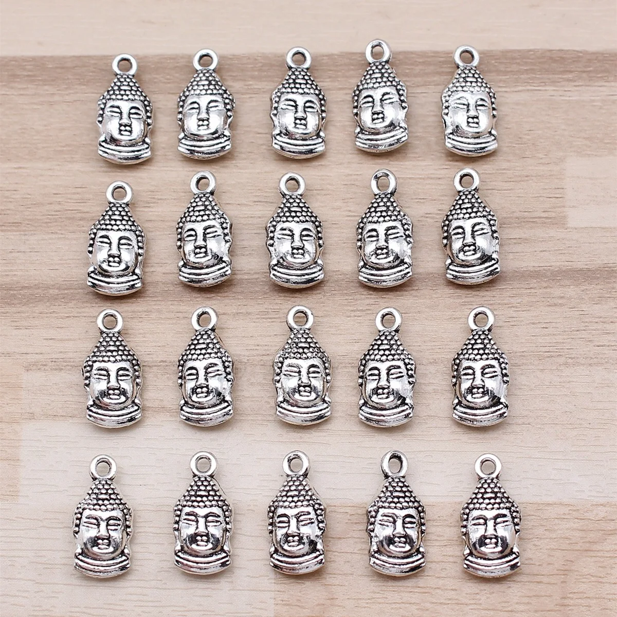 IFOCUS 20pcs/Lot Double Sided Buddha Charms For DIY Jewelry Making Zinc Alloy 16x8mm/0.63x0.31inch