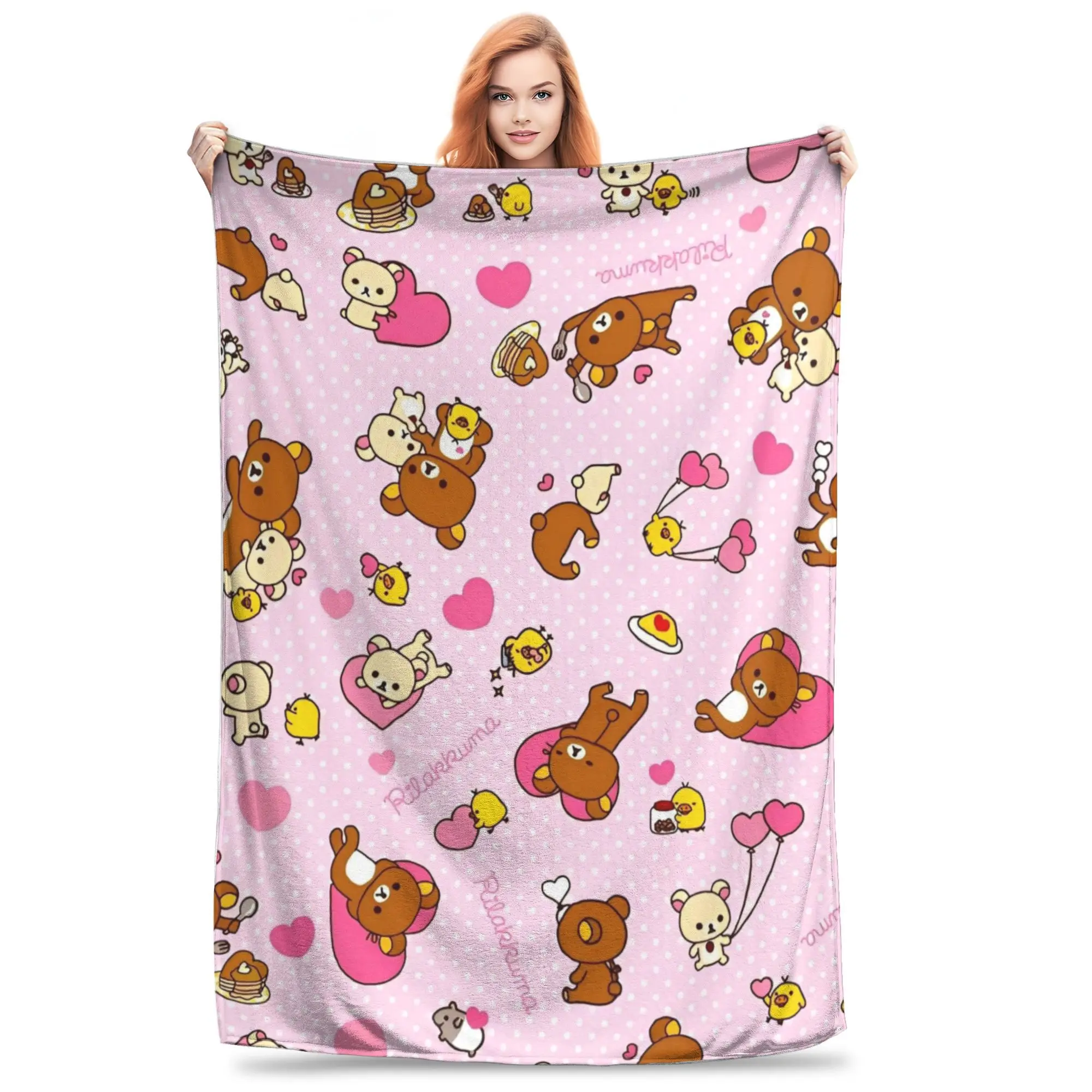 

Rilakkuma аниме шерстяные одеяла милый медведь мультфильм индивидуальное пледы для дома 125*100 см плюшевое тонкое одеяло