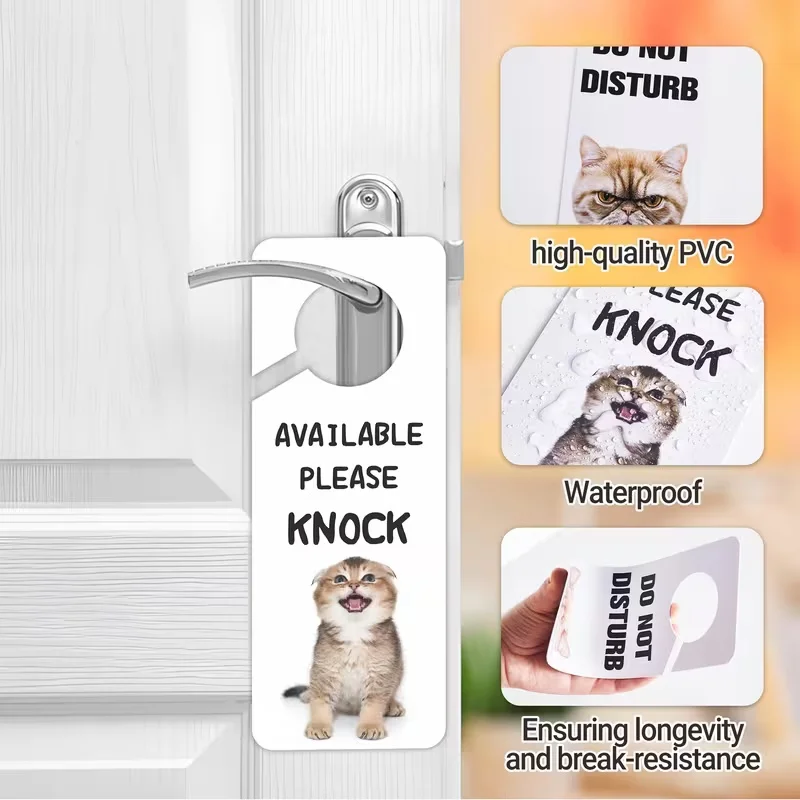 Cat Theme Do Not Disturb Door Tag - Double-Sided PVC Office/Home/Meeting Room Door Name Plate for Cat Lovers Ideal Gift