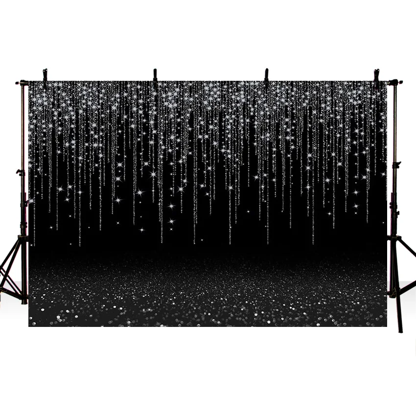 Mehofond Black Silver Glitter Photography Backdrops Polka Dot Wedding Prom Portrait Background For Photo Studio Graduation Prop