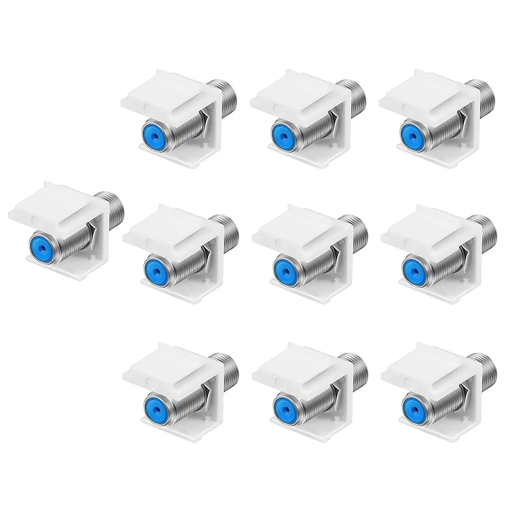 10-Pack Coax Keystone Jack Insert,F-Type RG6 Cable Extender Female to Female for Wall Plate and Patch Panel