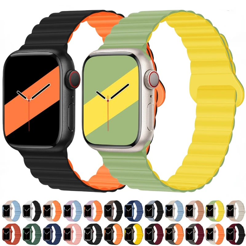 

Silicone Magnetic Strap for Apple Watch Ultra2 Band 49mm 10 9 8 7 46mm 45mm 41mm Bracelet IWatch 6 5 4 SE 44mm 40mm 3 42mm band