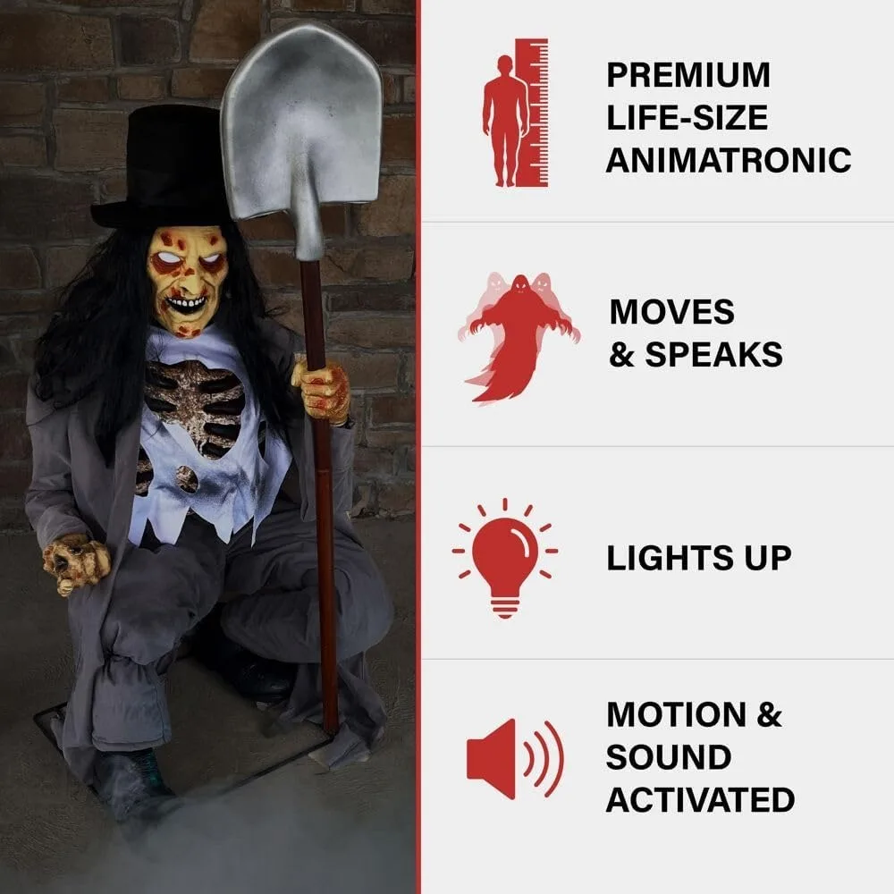 Talking Halloween Animatronic for Indoor or Covered Outdoor Creepy Halloween Decorations