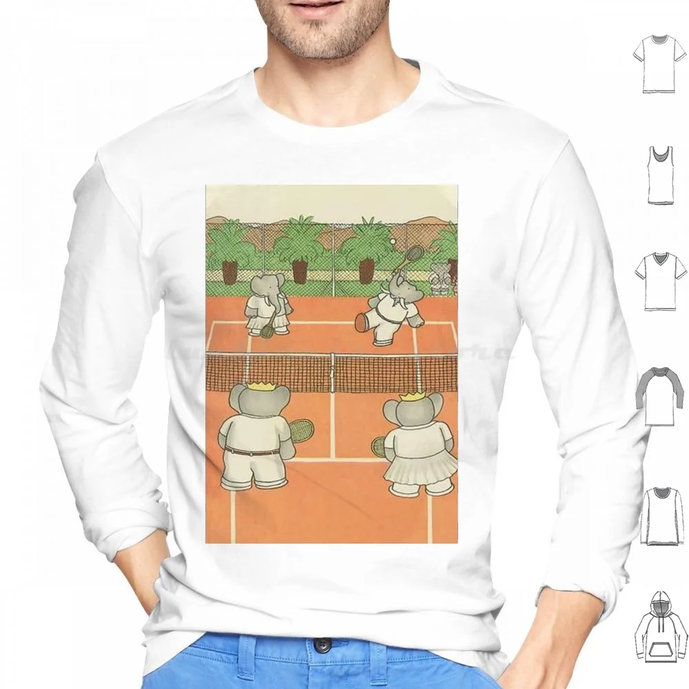 بابار الفيل يلعب التنس هوديس كم طويل بابار بابار الفيل بابار الملك الملك بابار الفيل #1