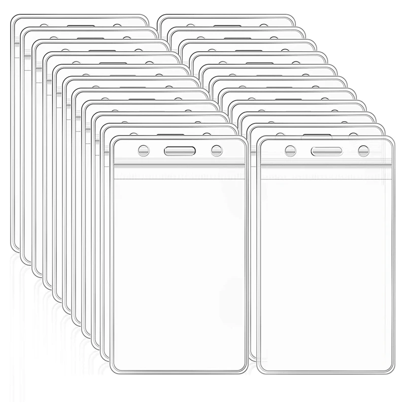 

50Pcs ID Card Name Badge Holder Clear Plastic Name Badge ID Card Holders Transparent PVC Card Sleeve Pouch Waterproof