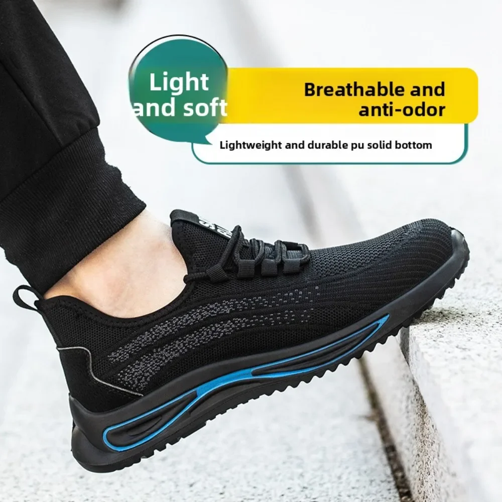 Labor Protection Shoes for Men Anti Smashing Anti Piercing Lightweight Safety Shoes with Steel Toe Caps Comfortable Work Shoes