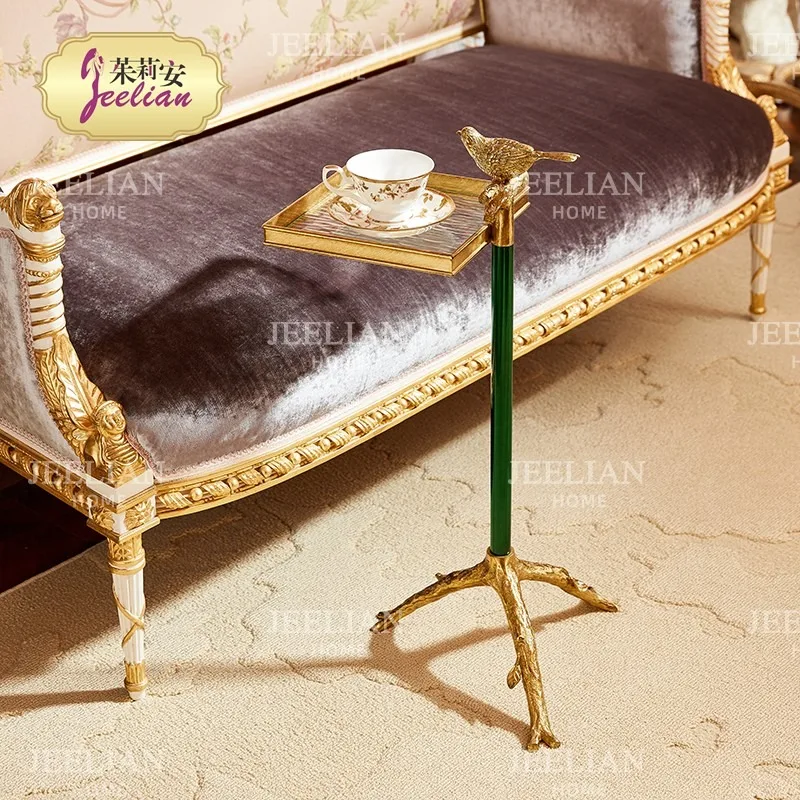 Julian Home Furnishing European Italian Light Luxury All Copper Art Edge Corner Couple Living Room Sofa Leisure Golden Small Cof
