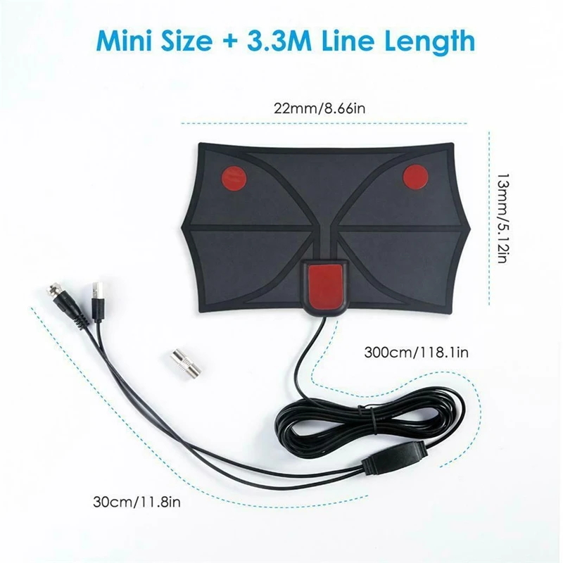 เสาอากาศทีวีในอาคาร HDTV ดิจิตอล4K 980ไมล์พร้อมแอมพลิฟายเออร์สัญญาณบูสเตอร์รัศมีทีวี Surf จิ้งจอกเสาอากาศทีวี HD