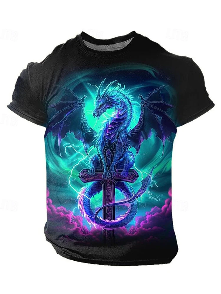 3D Dragon Print Men's T-shirt Summer Daily Casual Men's Street T-shirt Outdoor Sports Short Sleeve Urban Fashion Men's T-shirt image 6