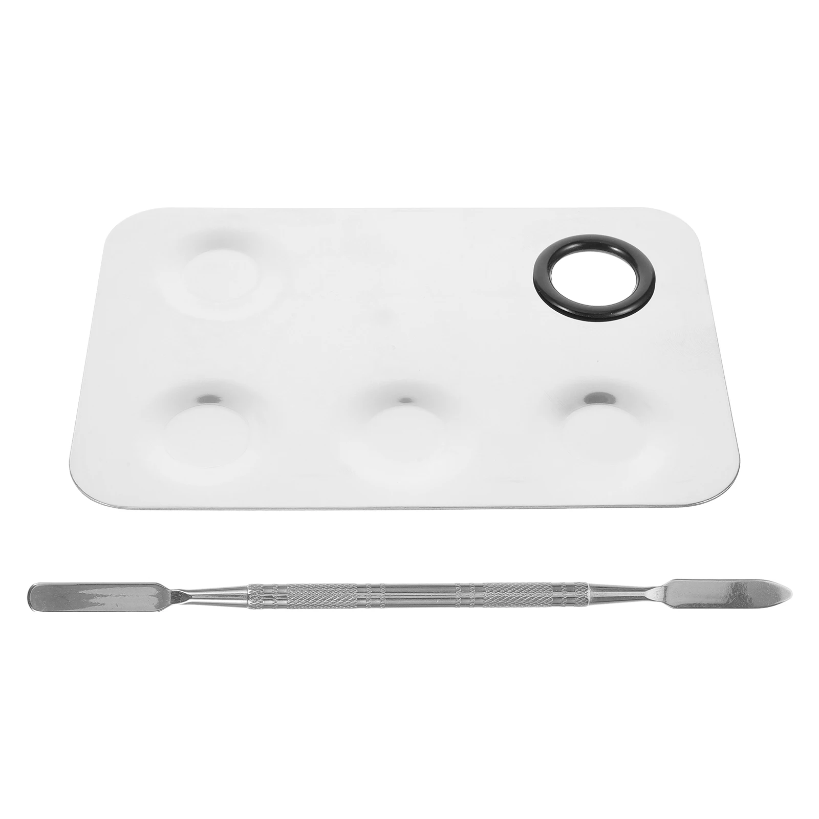 

1 set Stainless Steel Makeup Palette Set Foundation Mixing Tray Spatula Tool Easy Clean Portable Nail Blending