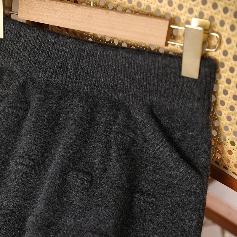 100% merino wool women's knitted skirt, elastic waist, fashionable, slim fit, pattern, new autumn and winter 2024