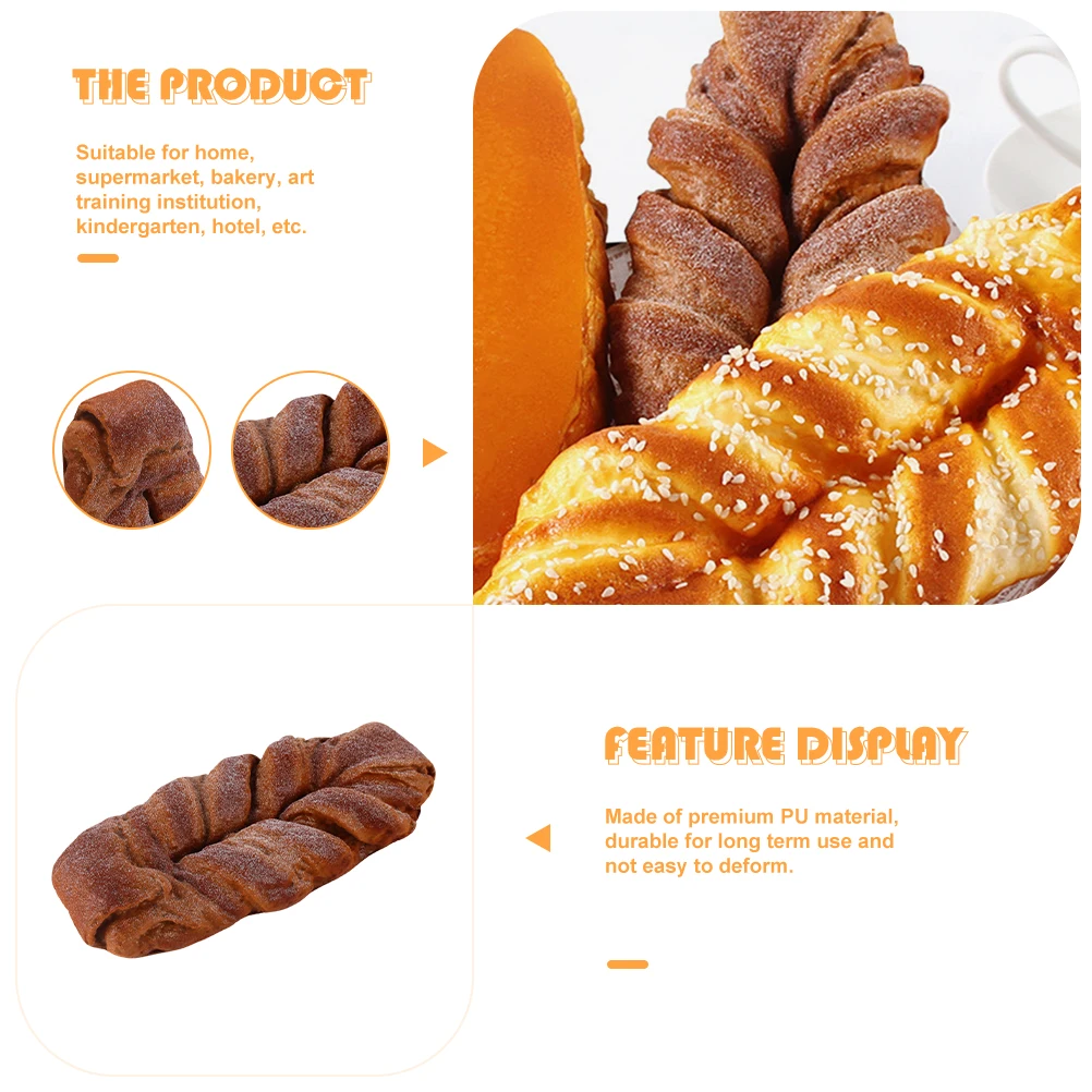 Simuliertes Brot, künstliches PU-Modell, Dekor, lebensechtes gefälschtes Nament, langlebig, realistische Form, ideal für Bildungsspiele