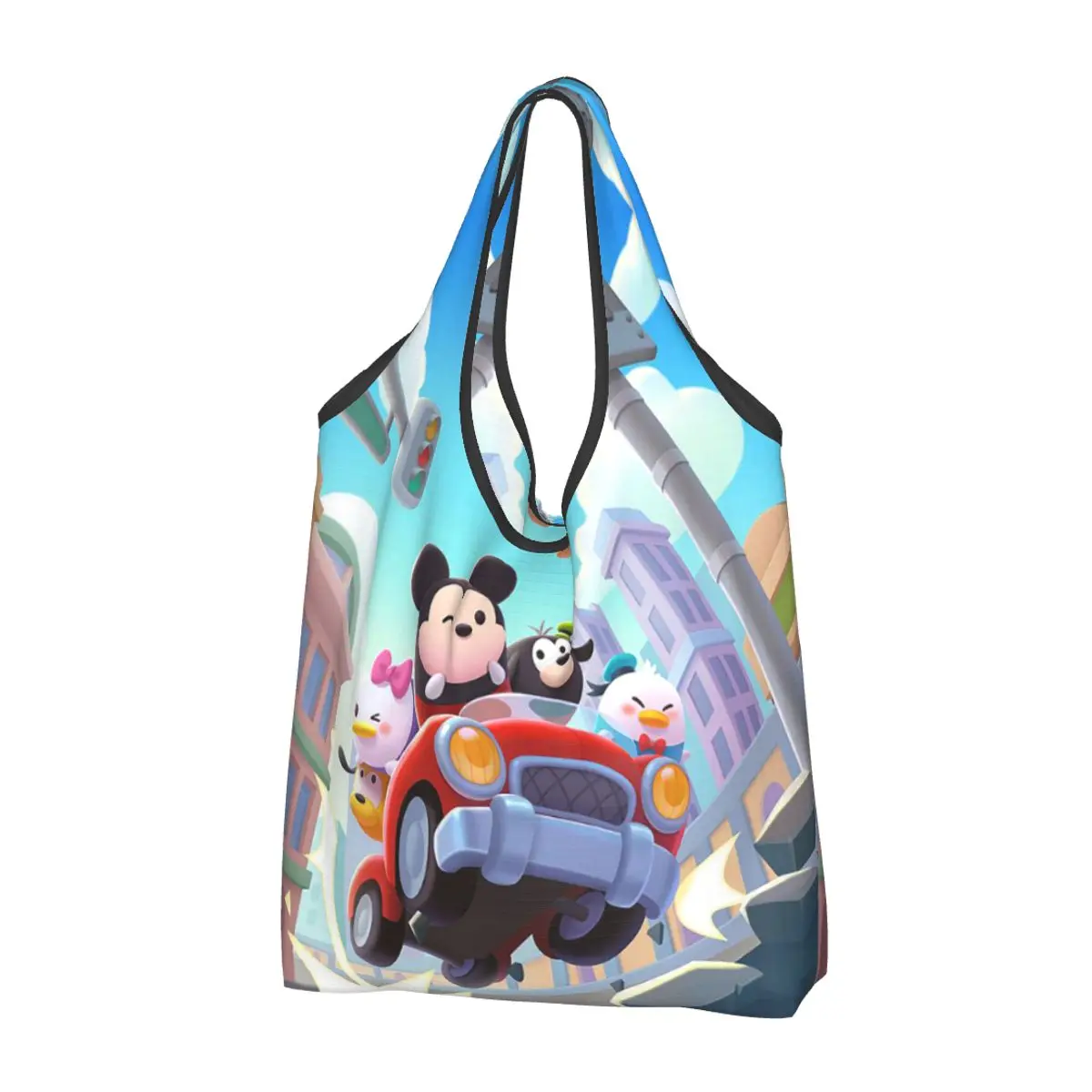 Tsum Tsum Portable Tote Shopping Bags Foldable Shopper Bag Groceries Handbag Shoulder Bag