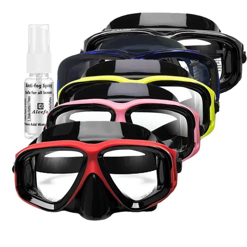 Myopia -1.0 to -9.0 Diving Mask RX Prescription Optical Dive Masks Tempered Lens Anti-fog Free Dive Goggles Freedive