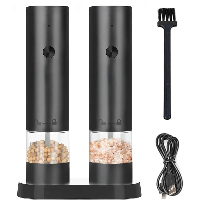 New Rechargeable Electric Salt and Pepper Grinder Adjustable Coarseness Large Capacity Auto Spices Grinders Kitchen Cooking Tool