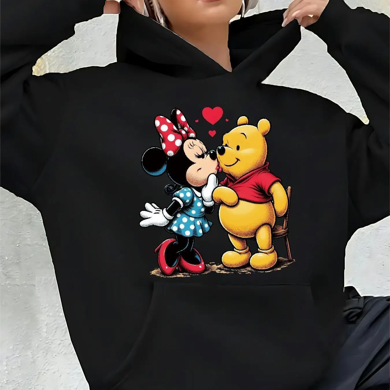 Disney Winnie The Pooh Damen Hoodie Herbst Winter Fleece Casual Unisex Pullover Sweatshirt Kleidung Hoody Übergroße Streetwear