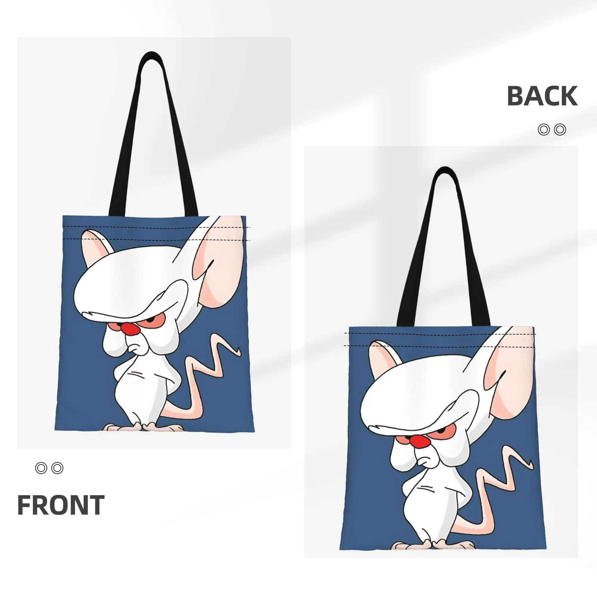 1PC A Mouse Canvas Tote Bag Pinky And The Brain Canvas Tote Bag Perfect for Shopping Grocery Shoulder Handbag