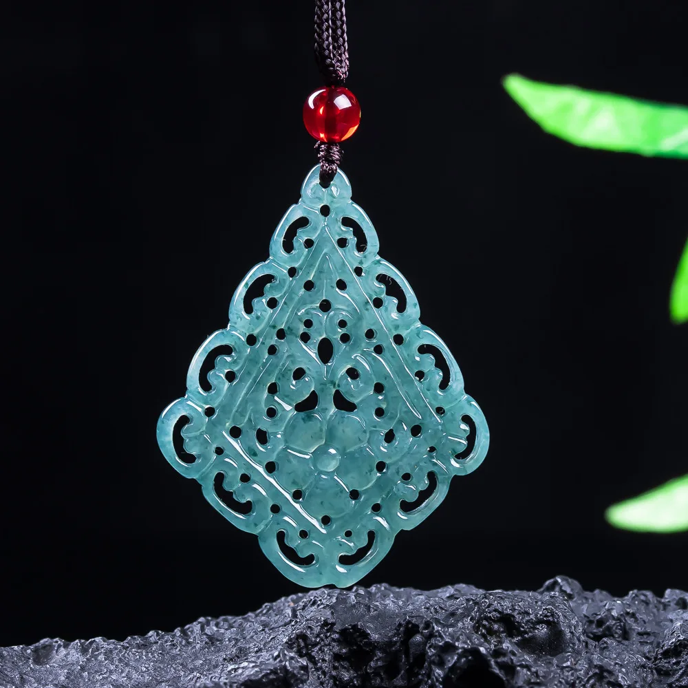 

Натуральный бирманский изумруд, синий нефрит, ажурный цветочный кулон-амулет, ювелирные изделия, подарки, сертификат, цепочка для свитера, женская