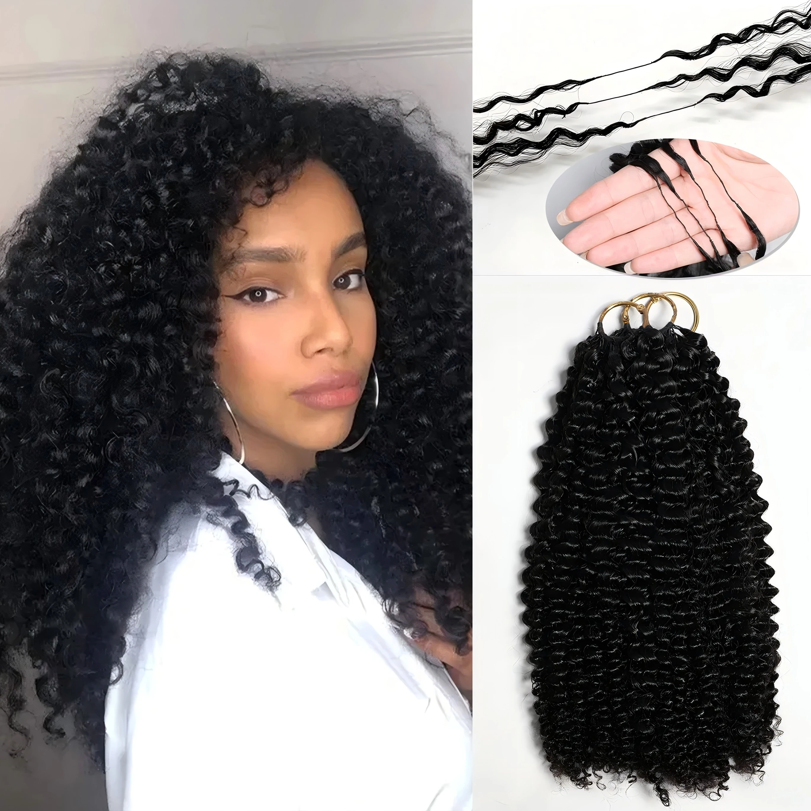 Jerry Curly Crochet Hair Natural Black Color Afro Kinky Twist Hair Crochet Soft Human Hair Crochet Braiding Hair Extention
