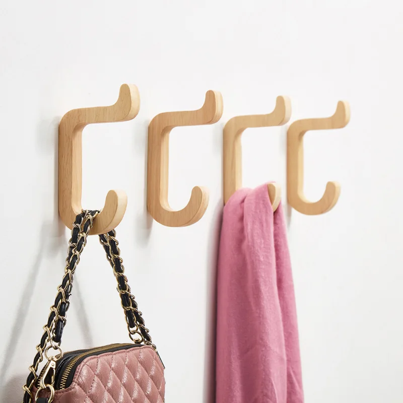 Wall Wooden Hook Coat Rack Door Hanger Key Decorative Holder Multi-Purpose Storage Gadgets Organizer Kitchen Bathroom Accessori