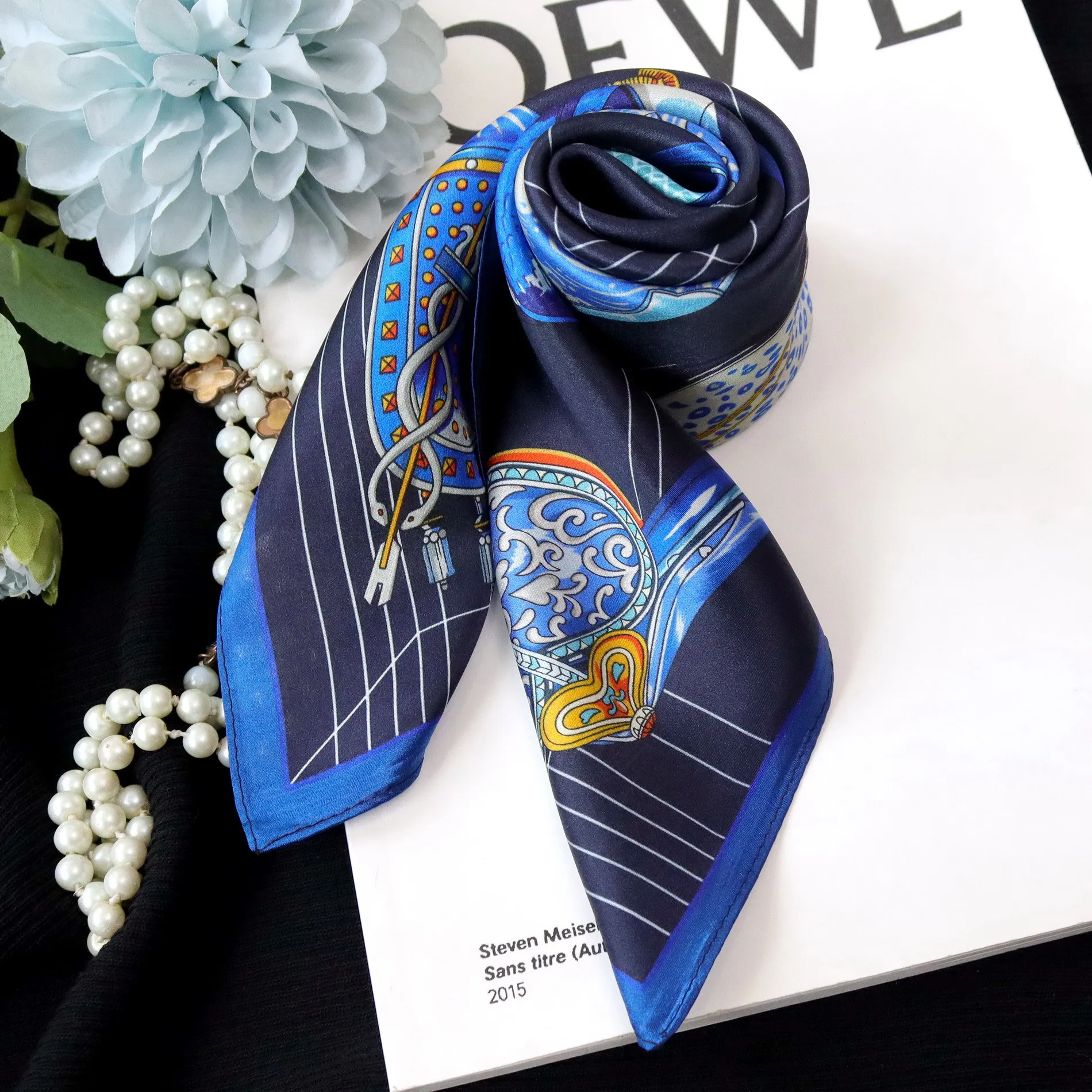 saddle-print-mulberry-silk-scarf-12mm-women-small-bandanas-shawl-hair-neck-accessories-women-foulard-femme-53cm-53cm