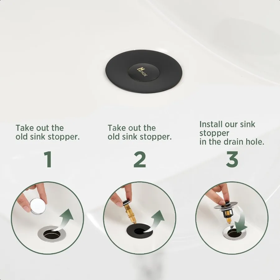 Универсальная пробка для раковины в ванной комнате, комплект из 2 шт., матовая черная всплывающая сливная пробка для сливных отверстий для раковины 1,061,65 против засорения, ванная комната Si