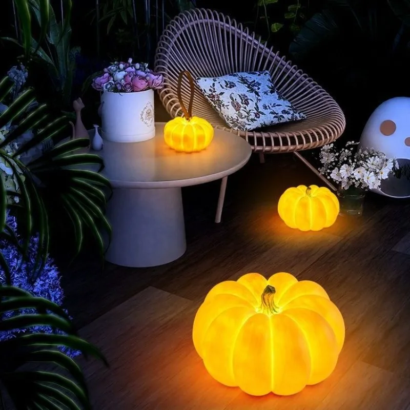 Charging Pumpkin Floor Lamp Outdoor Courtyard IP65 Waterproof Landscape Lights LED Resin Portable Camping Desk Lights