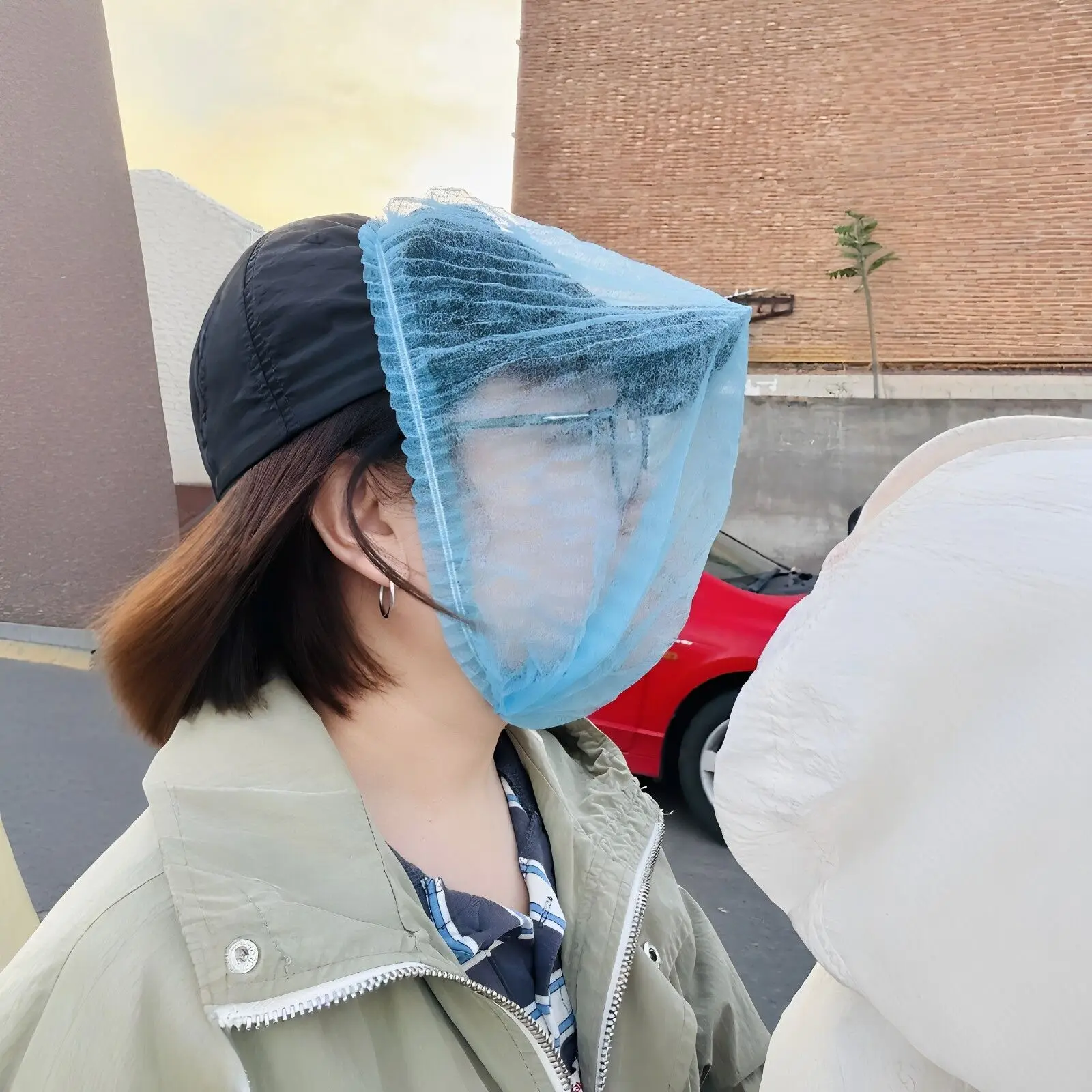 夏用サイクリング防塵マスク使い捨て小型飛虫防止柳毛防止固定帽子どこにでも飛ばないようにするツール